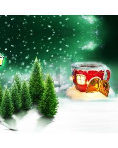 Fir House Snow Computer Printed Photography Backdrop ABD-022