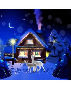 Reindeer Snow Cottage Computer Printed Photography Backdrop ABD-026
