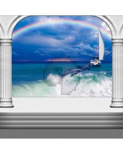 Rainbow Animal Sea Stair Computer Printed Photography Backdrop ABD-038