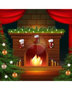 Christmas Tree Gift Stove Sock Computer Printed Photography Backdrop ABD-042