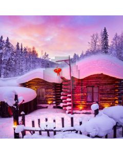 Snow House Fire Computer Printed Photography Backdrop ABD-095