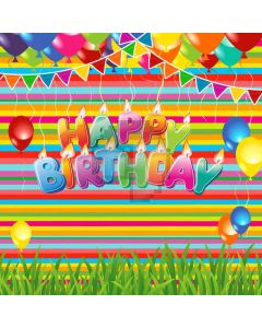 Flag Colors Grass Balloon Birthday Computer Printed Photography Backdrop ABD-102