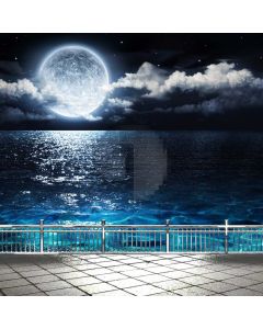 Full Moon Sea Computer Printed Photography Backdrop ABD-112