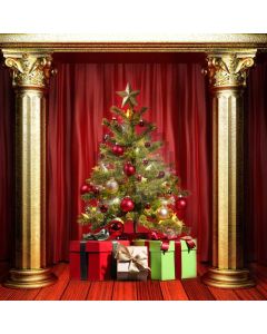Christmas Tree Pillar Present Computer Printed Photography Backdrop ABD-174