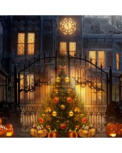 Mistletoe House Pumpkin Computer Printed Photography Backdrop ABD-177
