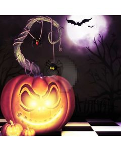 Pumpkin Cat Moon Computer Printed Photography Backdrop ABD-197