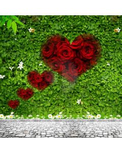 Heart Rose Grass Computer Printed Photography Backdrop ABD-208
