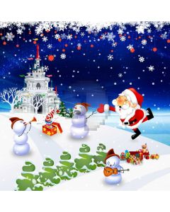 Snowman Santa Snowflake Castle Computer Printed Photography Backdrop ABD-219