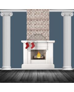 Sock Fireplace Brick Pillar Computer Printed Photography Backdrop ABD-222
