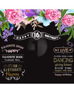 Birthday Flourish Leaves Computer Printed Photography Backdrop ABD-226