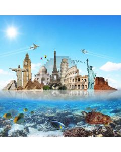 Plane Sea Animal Computer Printed Photography Backdrop ABD-257