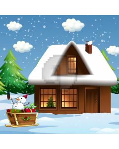 Snowman Cottage Cloud Computer Printed Photography Backdrop ABD-304