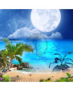 Sea Palm Tree Moon Sand Computer Printed Photography Backdrop ABD-355