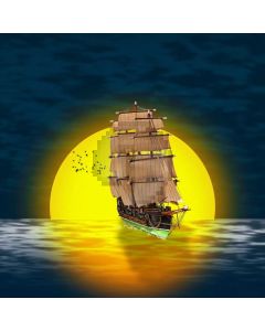 Sunset Ship Computer Printed Photography Backdrop ABD-360