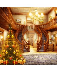 Christmas Tree Indoor View Computer Printed Photography Backdrop ABD-373