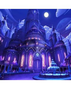 Castle Fountain Moon Computer Printed Photography Backdrop ABD-406