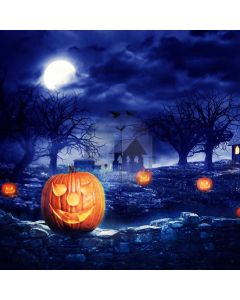 Pumpkin Lantern Dark Cabin Computer Printed Photography Backdrop ABD-422