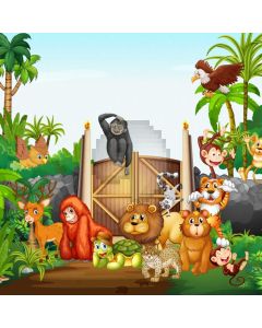 Cartoon Animal Forest Computer Printed Photography Backdrop ABD-429