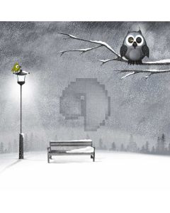 Bird Branches Bench Snow Computer Printed Photography Backdrop ABD-442