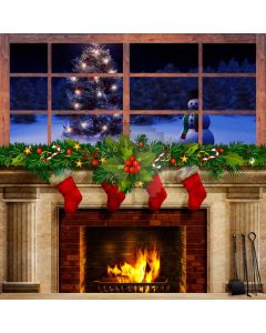 Christmas Snowman Sock Mistletoe Computer Printed Photography Backdrop ABD-552