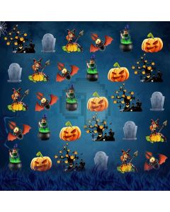 Pumpkin Lantern Coffin Computer Printed Photography Backdrop ABD-571