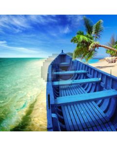 Seaside Palm Tree Sunlight Ship Computer Printed Photography Backdrop ABD-603