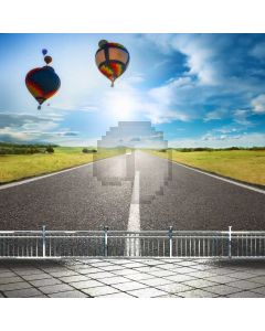 Landscape Hot Balloon Railway Computer Printed Photography Backdrop ABD-634
