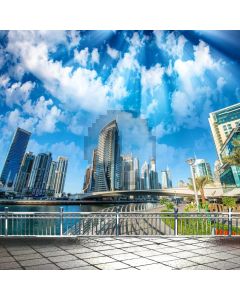 Cloudy Weather Building And Tower Computer Printed Photography Backdrop ABD-644