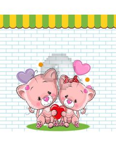 Cartoon Heart Brick Computer Printed Photography Backdrop ABD-656