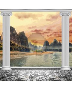 Pillars Hills Seawater Computer Printed Photography Backdrop ABD-669