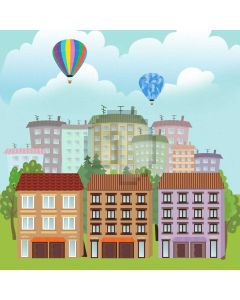 Tall Building Balloon Computer Printed Photography Backdrop ABD-690