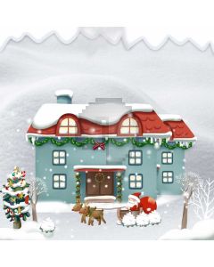 Snow Shack Mistletoe Computer Printed Photography Backdrop ABD-728