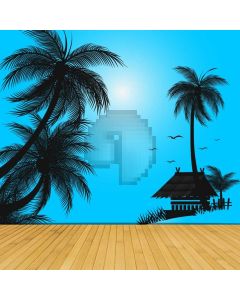 Seaside Palm Tree Floor Computer Printed Photography Backdrop ABD-729