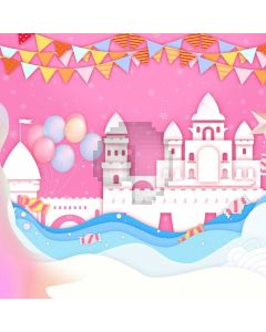 Birthday Pink Castle Computer Printed Photography Backdrop ABD-746