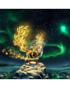 Reindeer Aurora Mountain Computer Printed Photography Backdrop ABD-765