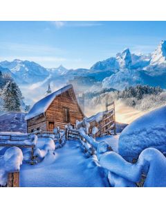 Snow Shack Fence Mountain Computer Printed Photography Backdrop ABD-775