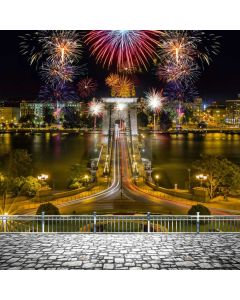 New Year Fireworks River Computer Printed Photography Backdrop ABD-791