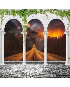Arch Pillar Road Sunset Computer Printed Photography Backdrop ABD-807