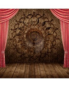 Red Curtain Wooden Floor Computer Printed Photography Backdrop ABD-820