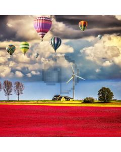 Flower Field Balloon Windmill Computer Printed Photography Backdrop ABD-848