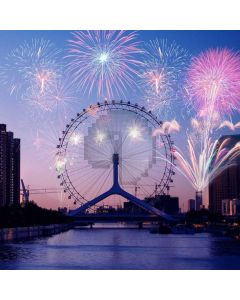 Fireworks Bridge Rivers Computer Printed Photography Backdrop ABD-852