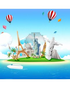 Seasides Statue Balloon Computer Printed Photography Backdrop ABD-886
