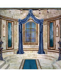 Blue Curtain Stairs Computer Printed Photography Backdrop ABD-963