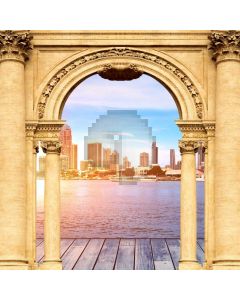 Yellow Pillars Exquisite Arches Computer Printed Photography Backdrop ABD-972