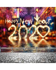 Happy New Year 2020 Might Sea Brick Floor Computer Printed Photography Backdrop ABD-975