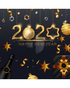 Happy New Year Golden Stars Computer Printed Photography Backdrop ABD-989