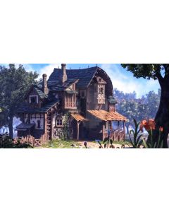 Cabin Tree Cloud Sky Computer Printed Dance Recital Scenic Backdrop ACP-1001