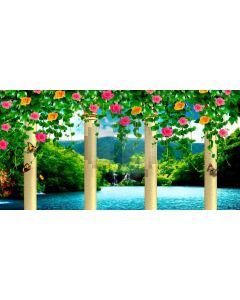 Pillar Flower Sea Mountain Computer Printed Dance Recital Scenic Backdrop ACP-1012
