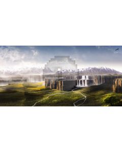 Mountain Water Grass Computer Printed Dance Recital Scenic Backdrop ACP-1018