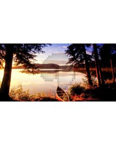 Tree Boat Water Mountain Computer Printed Dance Recital Scenic Backdrop ACP-1023